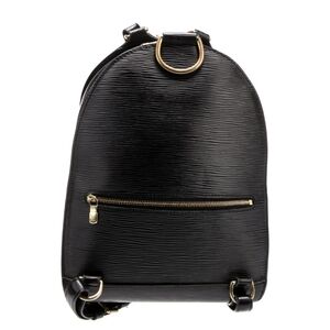 Louis Vuitton Black Textured Backpack with Gold Accents